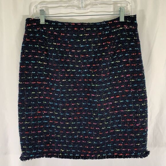 Talbots Knee Length Skirt Women's 8 Black Knit Side Zip Front Button Pockets - Picture 7 of 7